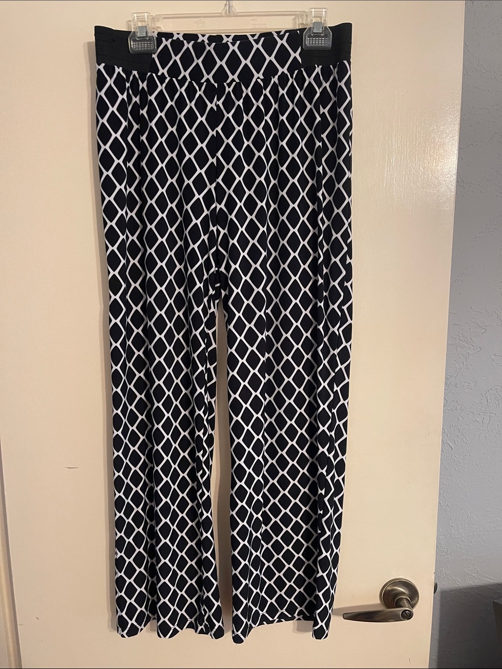 INC International Concepts Black and White Lattice Wide-Leg Pants